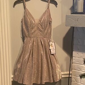 B Darlin Sparkling Rose Gold Sparkling Prom Dress